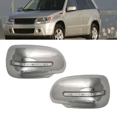 For Suzuki Grand Vitara SUV 2008-2015  Side LED Light Mirror Covers Trims Chrome • $53.57