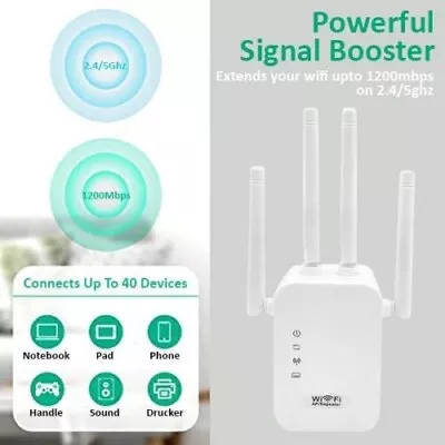 Wifi Range Internet Extender 1200Mbps 5G Wireless Repeater Signal Booster Router • $35.99