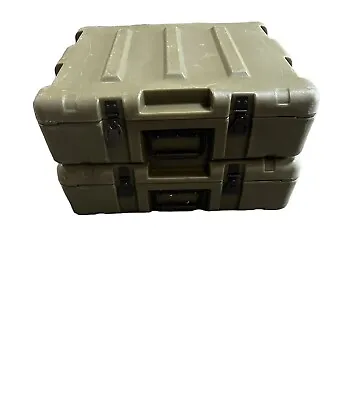 Set Of (2) Pelican Hardigg Weatherproof Green Military Storage Cases FREE SHIP! • $72.99