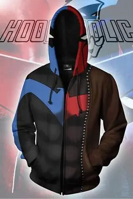 Anime Nightwing Hoodie Cosplay Costume Jumper Hooded Sweater Jacket • $58.67