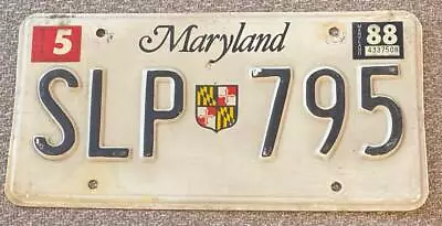 Maryland 1988 License Plate # SLP-795 • $23.99