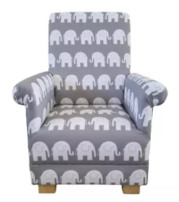 Grey Child's Chair Elephants Fabric Nursery Kids Armchair Animals Small Bedroom • £119.95