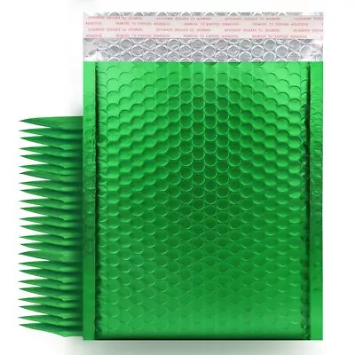 Metallic Matte Green Bubble Mailers - Durable 4x8 Inch Padded Envelopes - Tea... • $25.18