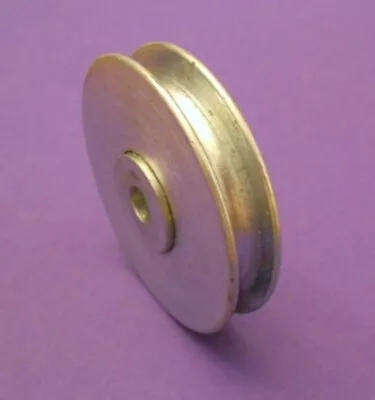 ONE Each 2  Outside Dia. STEEL SHEAVE PULLEY W/Center Hub Bearing  1/4  U Groove • $9