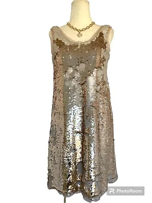 NWT! ZARA Evening Gold & Ivory Sequin Knit Sexy Cocktail Party Mini Dress! S • $39.95