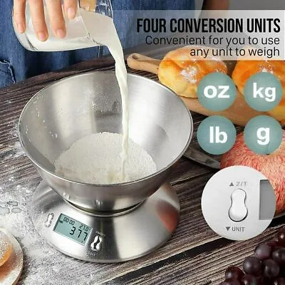 5kg Digital LCD Kitchen Electronic Balance Scale Food Weighing Scales With Bowl • £17.49