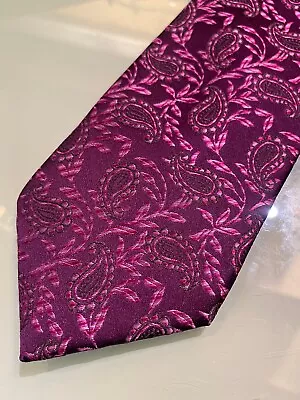 DEHAVILLAND Purple Jacquard Teardrops Silk Tie L60” W3” • £6
