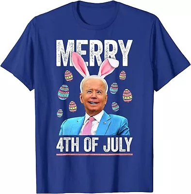 Funny Bunny Joe Biden Merry 4th Of July Happy Easter Day Holiday Unisex T-Shirt • $19.99
