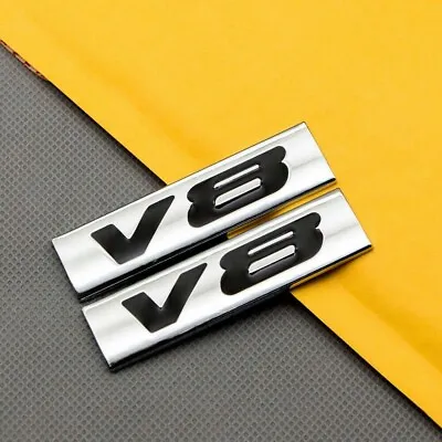 $11.99 • Buy 2X Metal Black V8 Emblem Chrome Fender Trunk Sport 4wd Engine Badge Sticker (2PC