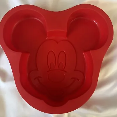 Disney Mickey Mouse Red Silicone Cake Pan Mold/ Or Jelly Mold 9  X 8” X 1” • $16.14