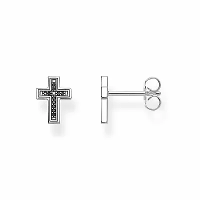 Genuine THOMAS SABO Ear Studs Cross Black • $99