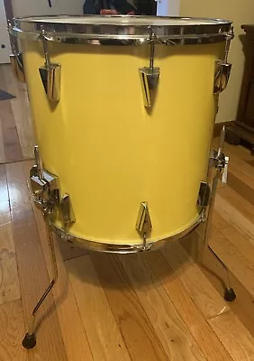 Vintage 1980's TAMA GRANSTAR 16”Silky Yellow Floor Tom W/Legs Japan Hard To Find • $240