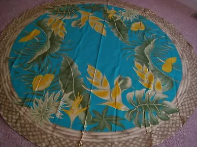 $28.98 • Buy Hawaiian Tropical Flora Fabric Tablecloth 70  Round   Hawaii  Flower Teal