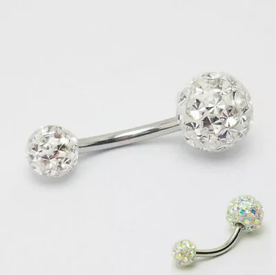 £4.19 • Buy Smooth Epoxy Coated Ferido Multi Crystal Belly Bar 6mm 8mm 10mm