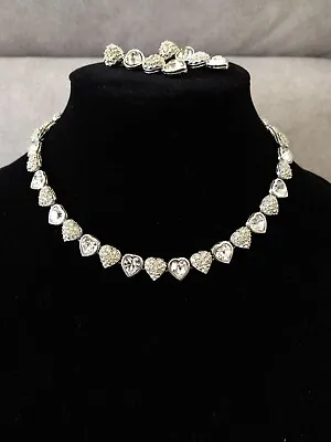 Swarovski Crystal Heart Necklace Clip Earrings Set W/extender NWOT • $79.99