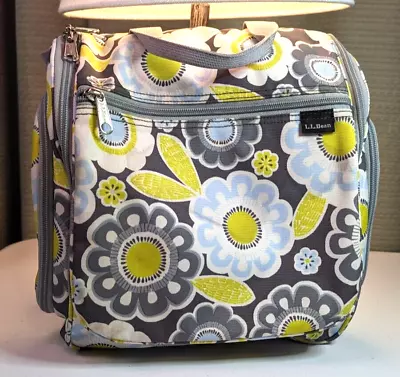 LL Bean Personal Organizer Caddy Medium Yellow Gray Blue Floral • $12.99