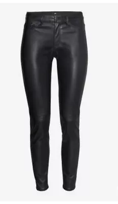 HM &Demin Faux Leather Pants Skinny Pants Jeggings Mid-Rise Black Woman 30 X 32 • $12.95