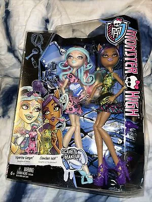 Monster High Scare And Makeup Viperine Gorgon And Claween Wolf 2 Pack Box Damage • $115