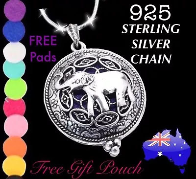 $12.50 • Buy Elephant Essential Oil Diffuser Locket 925 Sterling Silver Chain Necklace Gift