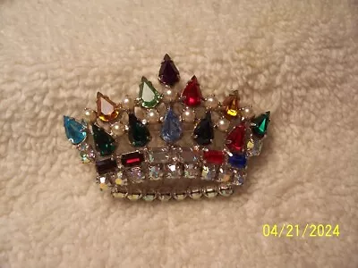 Vintage B.david Crown Rhinestone Pin Brooch • $9.99