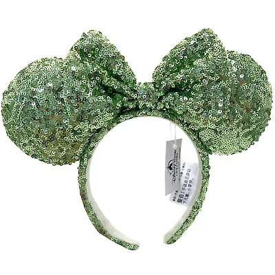 DisneyParks Green Minnie Mouse Bow Sequins Ears Mickey Headband Ears • $16.05