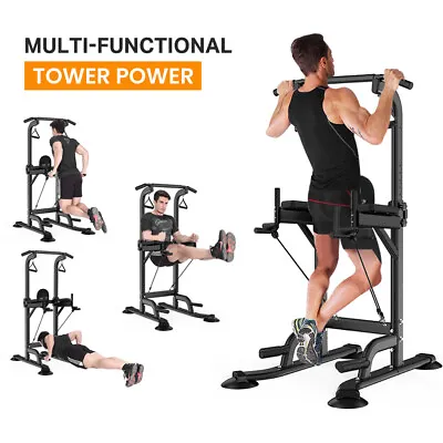 Power Tower Pull Up Dip Station Home Strength Training Workout Equipment 660LBS • $169.99