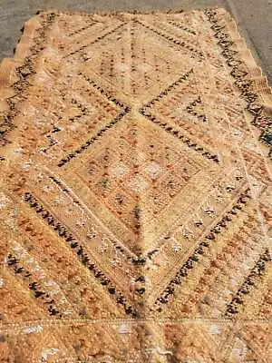 Fine Vintage Traditional Hand Made Moroccan Wool Brown Kilim 3.8x2.5ft • $101.04