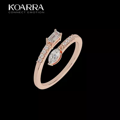 Marquise Simulated Diamond Joint Ring 14k Rose Gold Plated Engagement Gift Ring • $52.81
