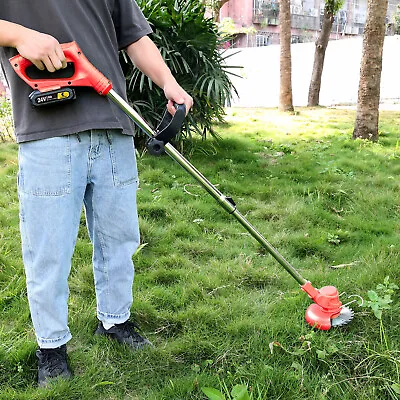 24V Cordless Electric Strimmer Grass Trimmer Weed Cutter Garden Edger +2 Battery • £35.99