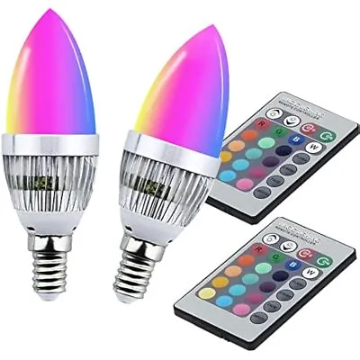 RGB E14 LED Candle Bulbs 16-Color Changing SES C35 Candle Light Bulb Lamp 3W RC • £6.95