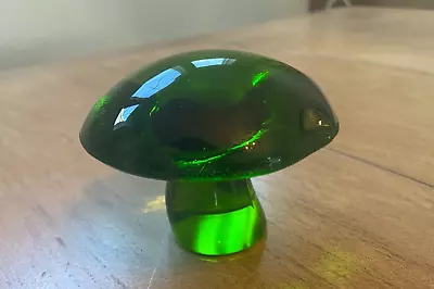 Nice Vintage Green Viking Glass Mushroom Paperweight  Approx 2 5/8  X 3  • $66