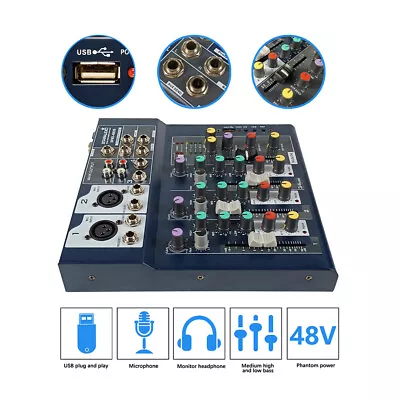 $49.99 • Buy 4 Channel Mini Studio USB Mixer DJ Bar Night Sound Mixing Console Karaoke System