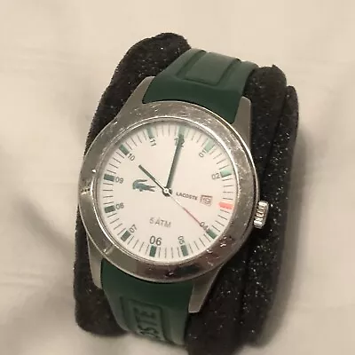 Lacoste Stainless Steel Mens Analogue Watch Used In Good Condition Green Strap • £25