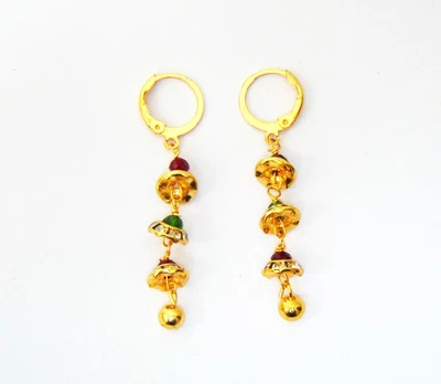 $20.86 • Buy 22k Gold Plated Long Earrings Indian Designer Crystal Jhumki Party Wear Jewelry