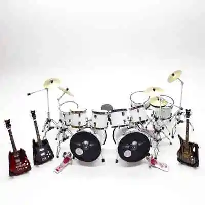 Miniature Drum Set Double 3 Guitars Instrument Special Gift Musical Display 1/12 • $52.50