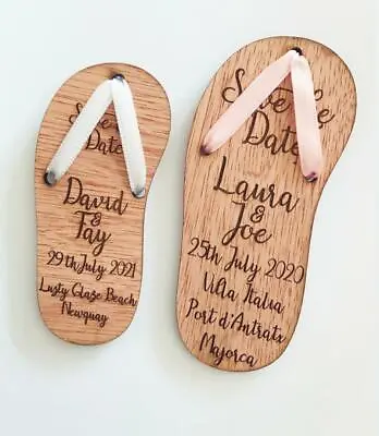 £5.29 • Buy BEACH WEDDING FLIP FLOP Save The Date /  Invite Includes Magnets