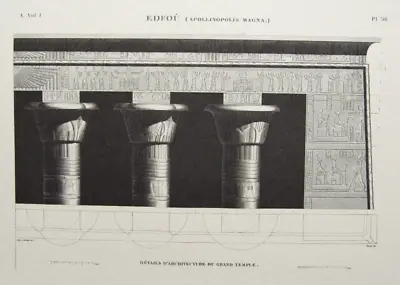 Mounted Repro Antique Print 14 X 11  Archaeology Egypt Edfou Horus Temple NH21 • £24.95