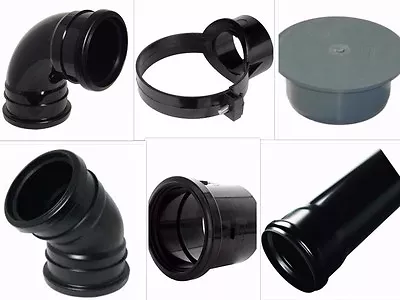 Black Soil Pipe And Ring Seal PushFit Fittings Clips Etc UPVC 110mm  • £12.99