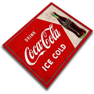 Coke SIGN METAL WALL PLAQUE Coca Cola Ice Cold Retro Poster Advert PUB BAR Cafe • £4.45