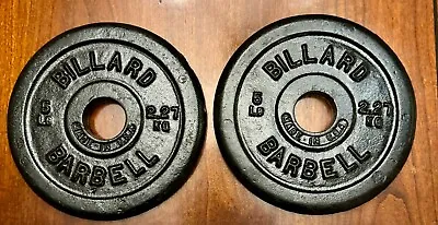 Vintage Billard Barbell 5lb. 2.27kg Standard Weight Plate Pair  Made In USA  • $24.95