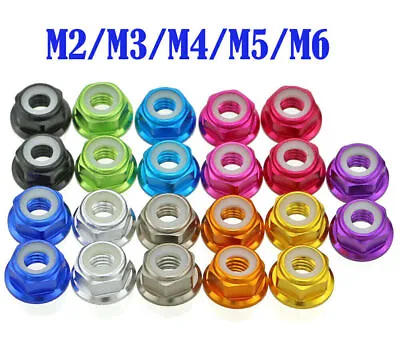 8 Color Anodized Nylon Insert Self-Lock Aluminum Alloy Hex Nut M2/M3/M4/M5/M6 • $9