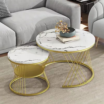 Modern Round Nesting Coffee Table Center Cocktail Table Side Table End Table • $175.99