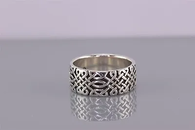Peter Stone Sterling Silver 9mm Carved Celtic Knot Eternity Band Ring 925 Sz: 10 • £42.95