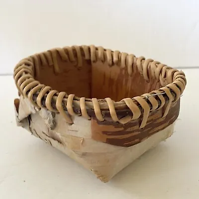 Alaskan Birch Bark Basket Handmade By Alaskan Artist Vintage • $18