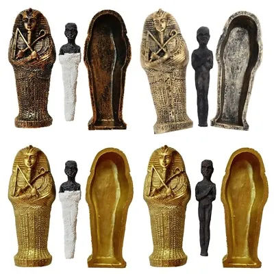 Ancient Egyptian Resin Coffin With Mummy Figurine Egypt Pharaoh Statue Miniature • £6.61