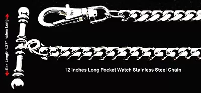 Pocket Watch Stainless Steel Very Strong Chain With  T. Bar And Swivel • $16.80