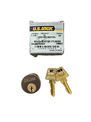 10-PACK US Lock 1-1/8  Brass Mortise Cylinder SC Keyway US1501SC1DL • $69.99