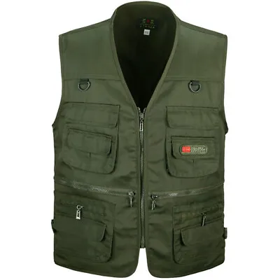 Men's Outdoor Hiking Vest New Multi-Pocket Breathable High-Quality Fishing Vest • £12.99