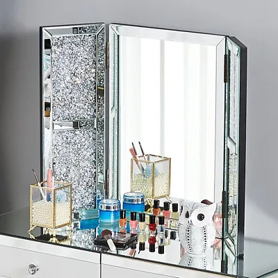 £75.99 • Buy Gorgeous Mirrored Dressing Table Glass 2 Drawers Vanity Table / Stool Mirror NEW