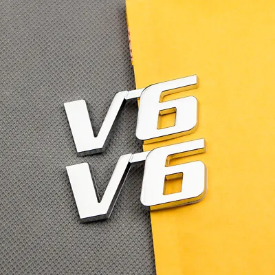 2x Metal V6 Car Trunk Tailgate Badge Chrome Turbo Engine Sport Emblem 3D Sticker • $8.99